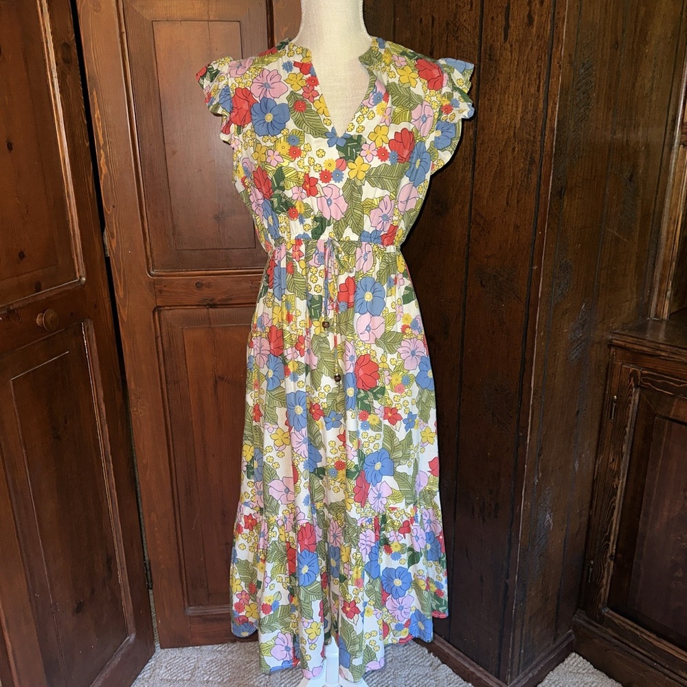 THML Women's Floral Dress Size Small Floral Lined Maxi Boho EUC